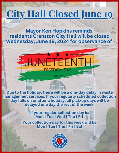 City Hall Closed June 19 for Observance of Juneteenth